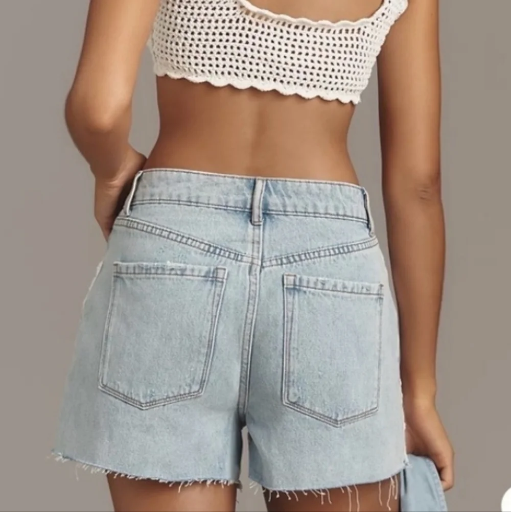Anthropologie Avec Les Filles Crochet Cutoff Denim Shorts. NWT. - Picture 3 of 4